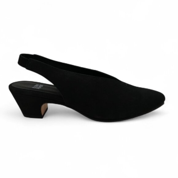 Eileen Fisher Women's Size 9 Black Moddie Nubuck Slingback Block Heel Pumps - Picture 3 of 11